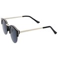 thumbnail image 3 of sunglassLA Unisex Semi-Rimless Metal Nose Bridge Trim Neutral-Colored Lens Round Sunglasses 51mm (Black-Silver / Smoke) - 51mm, 3 of 4