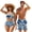 Blue Art Flower, variant on Purple Rose Skull Halter Bikini Sets for Women Trendy Removable Pad Swimsuit with Drawstring,Mens Beach Shorts,Couples Matching Swimsuits for Date/Wedding-M