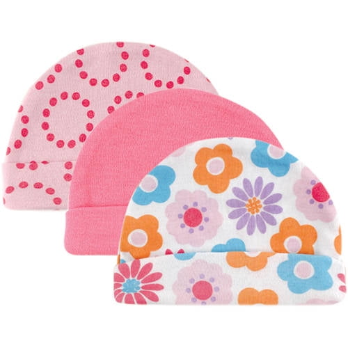 Luvable Friends Newborn Baby Boys' and Girls' Caps 3Pack, 06 months, Choose Your Color