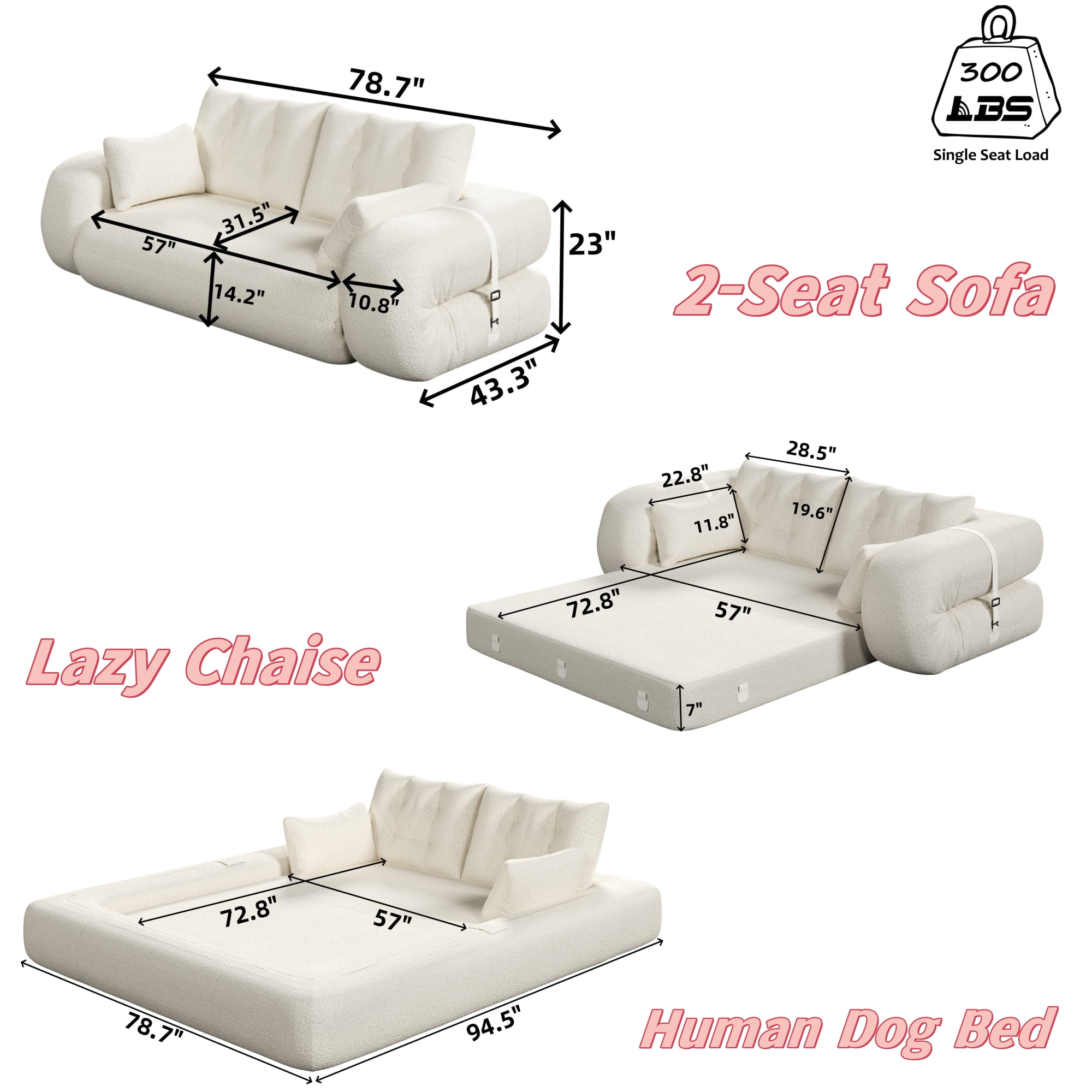 NYBOPAVIS 79" Futon Convertible Sofa Bed, Oversized Lazy Sofa Bed, Foldable Floor Sofa Couch for Living Room