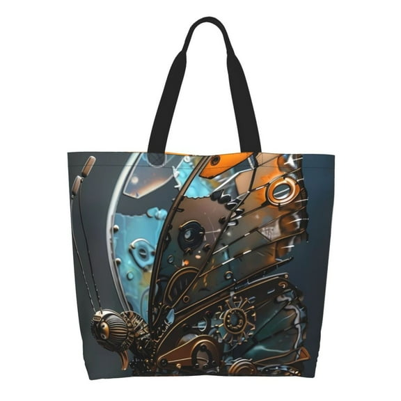 Sigee Steampunk Mechanical Butterfly for Large Capacity Shopping Bag with Inner Pocket, Women's Shoulder Bag Handbag