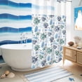 thumbnail image 5 of No Hook Shower Curtain, Blue Teal Coastal Shower Curtains for Bathroom with See Through Top Window, Coral Starfish Seaside Summer Beach Waterproof & Washable Bath Curtain Small Stall 36"x78", 5 of 9