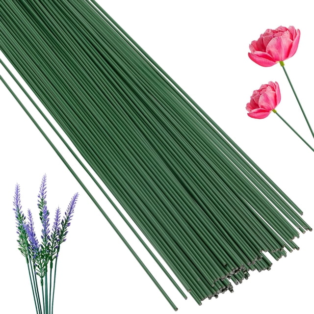 Alambre con tallos florales Rrshnsgv, calibre 2, verde oscuro, 36 cm, 100 unidades