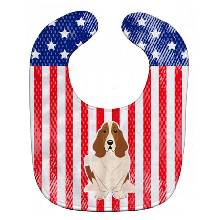 Patriotic USA Basset Hound Baby Bib