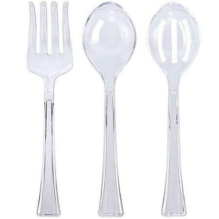 Serving Utensil Wrap - Premium Plastic Serving Spoon Utensil Set-3 Pc,Reusable Party Holiday Dinnerware