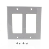 Leviton 2-Gang Decora GFCI Rocker Switch Wall Plate, Standard Size Cover, Unbreakable Nylon, Device Mount, 80409-NGY, Gray