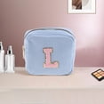 thumbnail image 5 of Unique Bargains 1 Pc Letter l Pattern Makeup Bag for Travel Blue Corduroy, 5 of 6