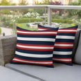 thumbnail image 3 of Outdoor Pillow Covers Minimalist Navy Blue Red Stripe Waterproof Pillow Cases 16x16 Set of 2, Independence Day Contrast Line Throw Pillow Cover Pillowcase for Patio Balcony Couch Garden, 3 of 9