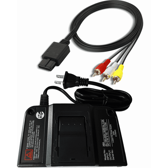 N64 Power Supply and  AV Cable, AC Power Supply Adapter and AV Composite Cable Cord Compatible For Nintendo 64