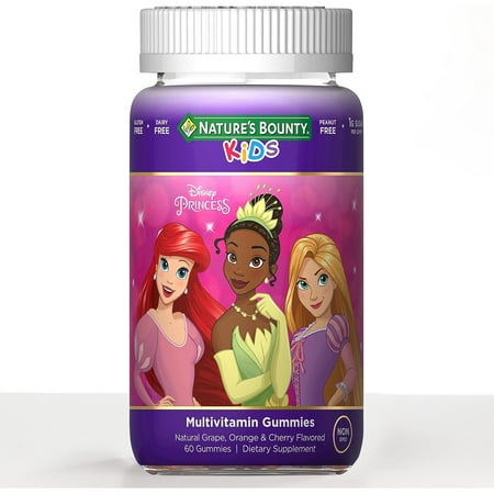 Nature's Bounty Disney Princesses Kids Multivitamin Gummies, Natural Grape, Orange, & Cherry Flavors - 60 ct