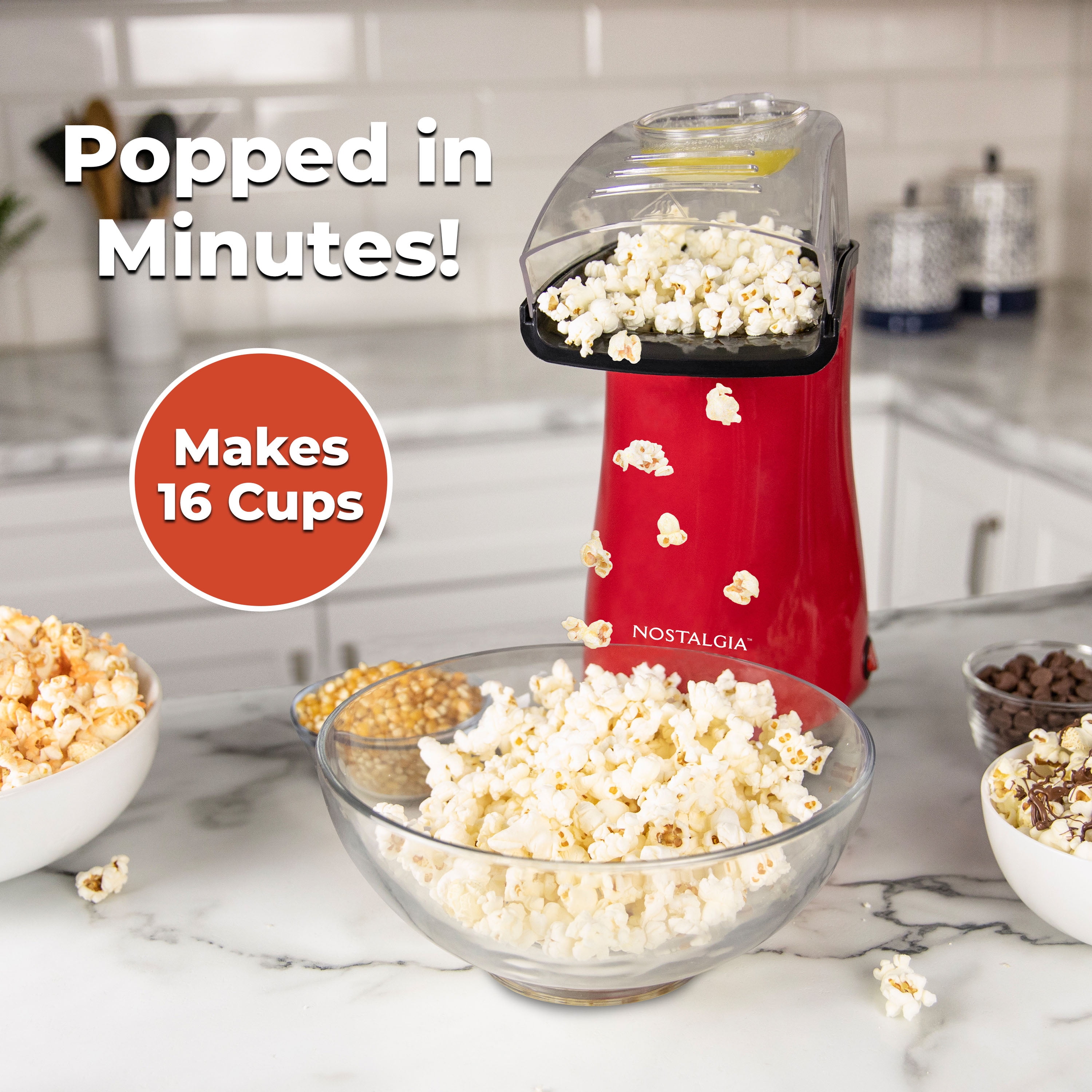 StarPop Automatic Popcorn Machine with Healthy Air Frying Features,  2-Minute Cooking Time, 10-cup Capacity, High Heat Levels, and Durable,  Easy-to-Clean Materials - Vysta Home