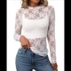 thumbnail image 1 of Blusa de de Larga para Mujer con Cuello Alto Transparente Flores Blancas XL, 1 of 10
