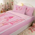 thumbnail image 2 of Manfei Christmas Zipper Queen Comforter Set with Fitted Sheet and 2 Pillowcases Ornament Zipper Bedding Set, Pink D, Pink Reversible, 2 of 7