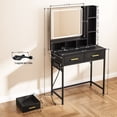thumbnail image 4 of Tocador con Espejo FurnitureR con 2 Cajones y Luces LED 3 Modos Negro, 4 of 8