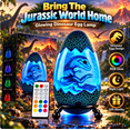Light Table Standard Dinosaur Egg Night Light, Glowing Raptor Table Lamp with Cracked Shell ...