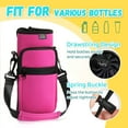 thumbnail image 2 of Nuovoware Water Bottle Carrier Bag with Adjustable Shoulder Hand Strap and 2 Pocket, Sling Neoprene Sleeve Sports Accessories for Hiking Travelling Camping, 25oz, Magenta, 2 of 7