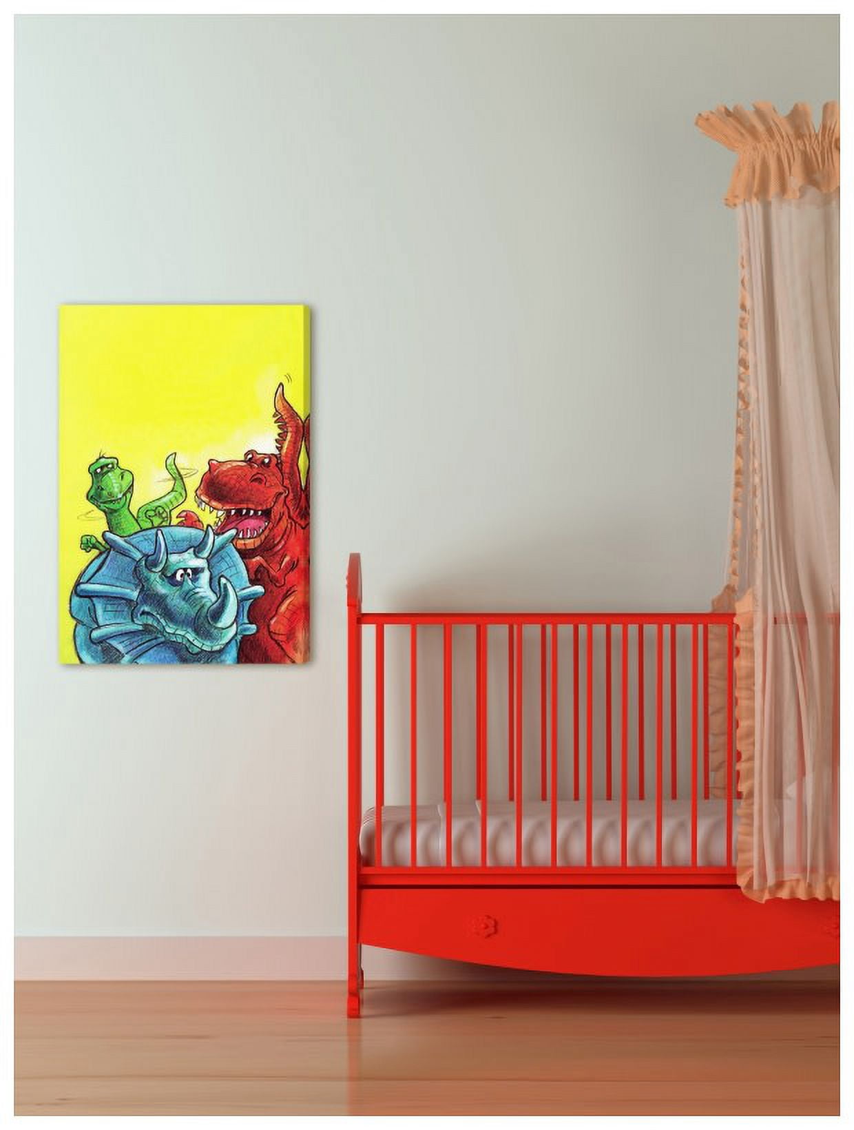 Marmont Hill "Funny Dinosaurs" by Curtis Painting Print on Canvas