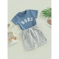 thumbnail image 3 of Bagilaanoe 2pcs Toddler Baby Boy Short Pants Set Short Sleeve Letter Print T-Shirt Tops + Shorts 6M 12M 18M 24M 3T Kids Casual Summer Outfits, 3 of 9