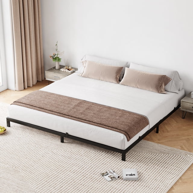 6 Inch California King Bed Frame Without Headboard,No Box Springs Needed, Low-Profile Metal Platform Bed Frame Supporting Mattress Foundation, 900 Lbs Load Capacity/ Easy to Assemble/ Noiseless