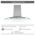 thumbnail image 2 of Campana extractora Supra CI-76 con cristal curvo de 76 cm color acero, 2 of 6