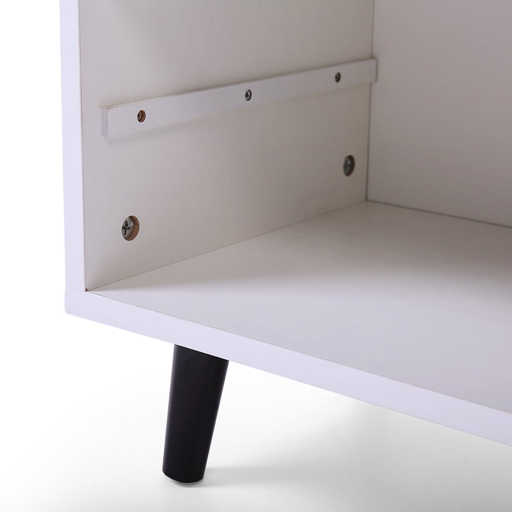 Kadyn Set of 2 Mid Century Modern End Tables, Side Table with 2 Drawers, Storage Cabinet with Splayed Legs, White Kadyn Set of 2 Mid Century Modern End Tables, Side Table with 2 Drawers, Storage Cabinet with Splayed Legs, White