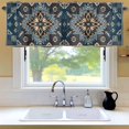 thumbnail image 6 of Bohemian Abstract Blue Floral Window Valance for Kitchen, Boho Tribal Ethnic Geometric Flower Rod Pocket Short Curtain for Small Windows, Light Filtering Decorative Valance, 54 x 18 Inch, 1 Panel, 6 of 9