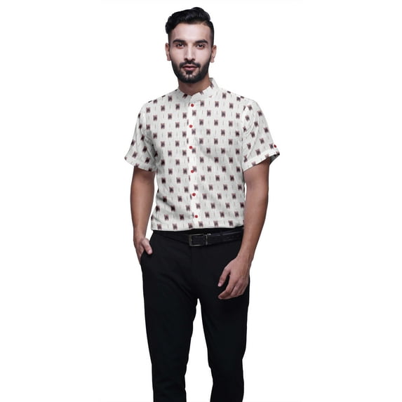 BESTMAN Casual Printed Shirts For Men Slim Fit Button Down Short Sleeve Shirt