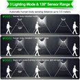 thumbnail image 3 of Luces solares impermeables para exteriores, lámpara de pared de 100 LED, Sensor de movimiento, luz de calle alimentada por energía Solar para jardín, porche, patio, garaje, 3 of 5