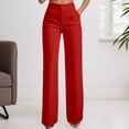 thumbnail image 2 of WMNTST Women's Dress Pants Straight-Leg High Waisted Business Trousers Solid Color Regular Fit Everyday Office Casual Pant, 2 of 4