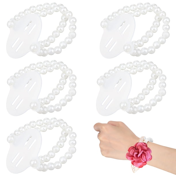 pulseras elásticas de plástico con cuentas de ramillete, pulseras de perlas de imitación para bodas, fiestas y graduaciones.