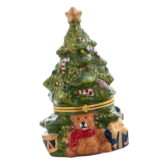 Caja de almacenamiento de joyas para de Navidad, estuche de exposición, soporte para joyería, organizadores de cerámica, caja de baratija para , Verde