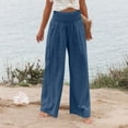 thumbnail image 4 of WILLBEST Pantalones Casuales para Mujer: Cómodos Pantalones de Lino de Pierna Ancha y Holgados, Pantalones de Playa Estilo Palazzo de Verano con Bolsillos para Un Estilo Informal. Extra Grande, 4 of 7