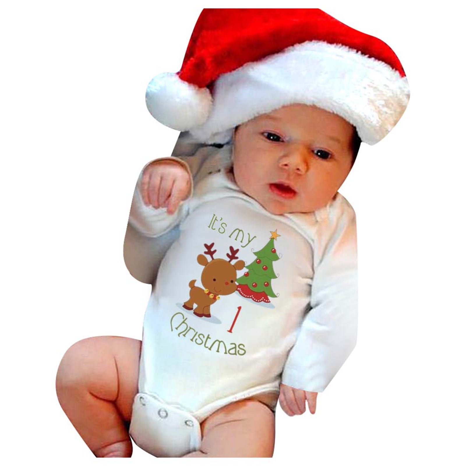 YOUSNH Funny Letter Print Romper Baby Jumpsuit Christmas Babies