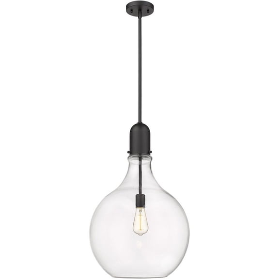 492-1S-BK-G582-16 Innovations Lighting Amherst - 1 Light Pendant In Industrial Style-24.75 Inches Tall and 15.75 Inches Wide-Matte Black Finish-Clear