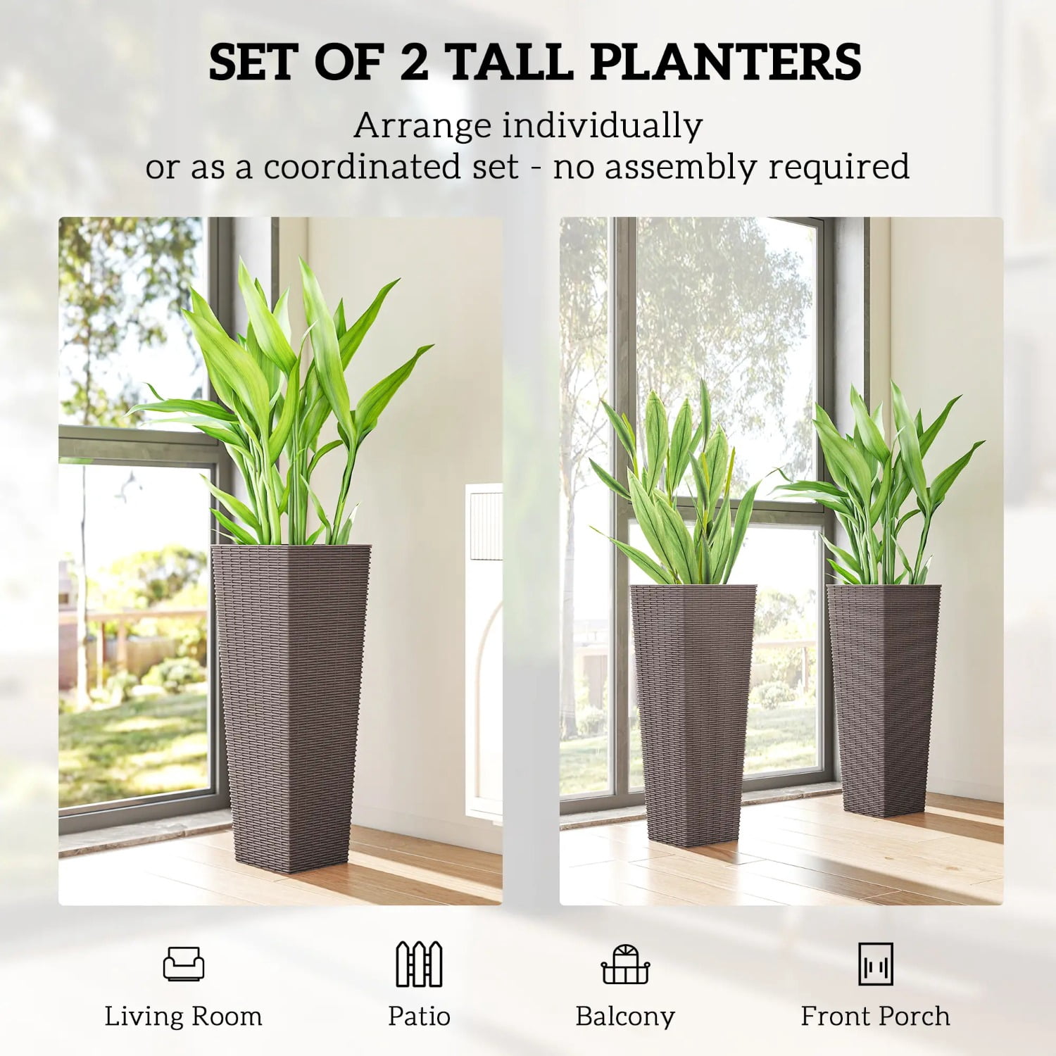 Set of 2 Plastic Flower Pots
