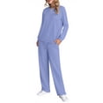 thumbnail image 5 of Fantaslook Two Piece Lounge Sets for Women Fall Outfits Long Sleeve Tops Wide Leg Pants Matching Sets Vacation Travel Outfits, 5 of 10