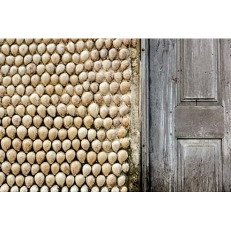 Cowrie shells on wall of building Ibo Island Morocco Canvas Art - Alida Latham DanitaDelimont (38 x 25)