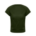 thumbnail image 6 of Tops for Women Summer Solid Color Short Sleeve Crop Shirts Round Neck Short Tshirts Casual Loose Blouse Going Out Tees Comforty Trendy Clothing, 6 of 6