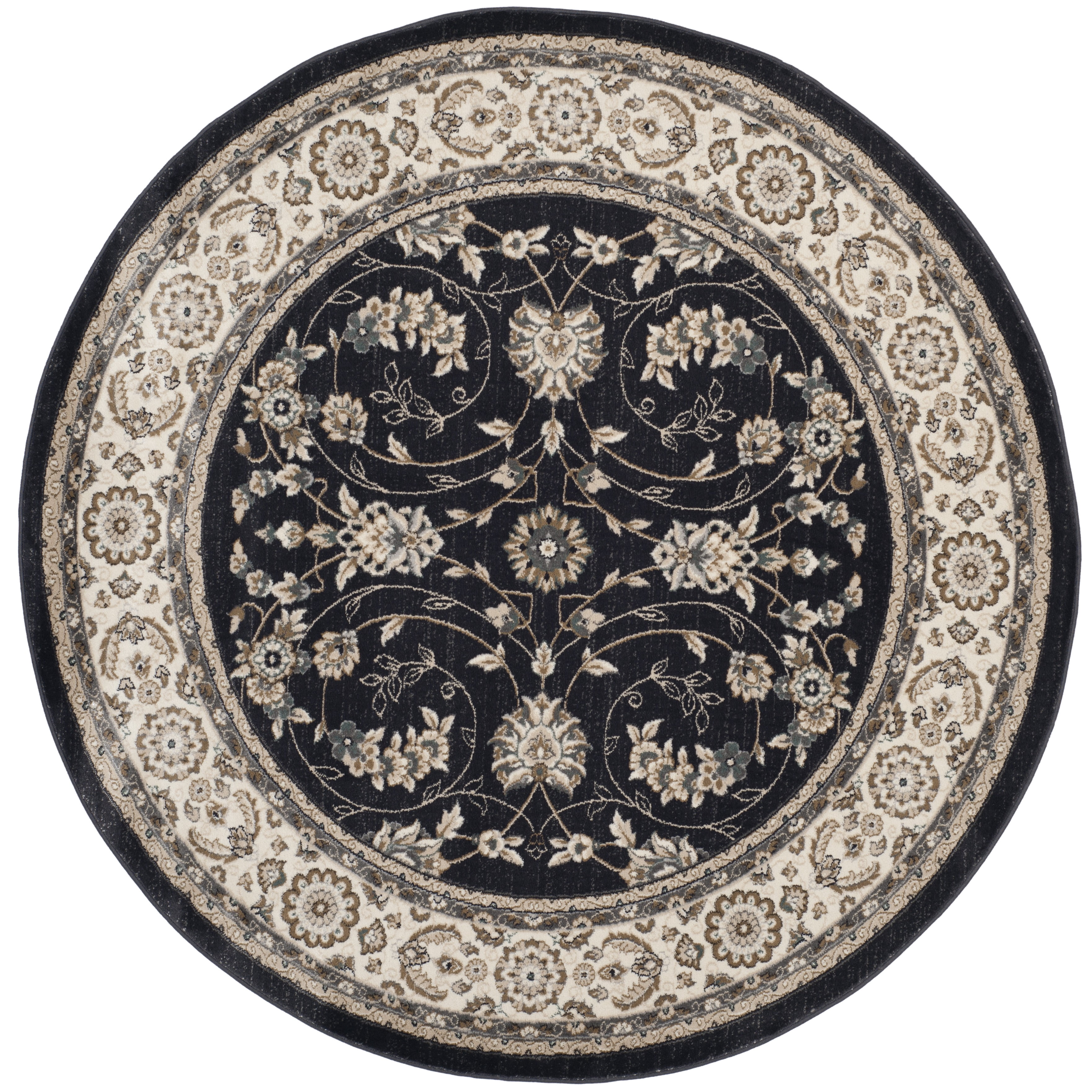 Safavieh Lyndhurst Janel Floral Area Rug, Anthracite/Cream, 3'3" x 3'3" Round