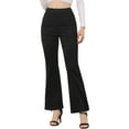 thumbnail image 1 of Pantalones Flare Sólidos de Mujer INSPIRE CHIC con Cremallera Lateral Oculta de Suede Sintético Talla 3XL Negro, 1 of 5
