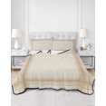 thumbnail image 2 of Quilts Queen Size Bedding Set, Tan Stripes Reversible Summer Quilt 3 Pieces, Modern Minimalist Lines Grid Beige Lightweight Bedspreads Coverlets with 2 Pillow Shams for All Seasons, 2 of 5