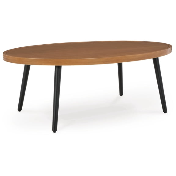 Signature Design by Ashley Horizon Hall Outdoor Coffee Table, Weather-Resistant Aluminum, Two-Tone Brown