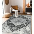 thumbnail image 4 of Luxee Designs Alexandria Collection 9x12 Area Rug, Medallion Rugs for Living Room, Bedroom, Kitchen, Office, Pet Friendly, Low Pile, High Traffic Area, Stain Resistance - Dark Gray, 4 of 5