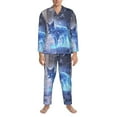 thumbnail image 4 of Mens Pajamas Set - Glowing Winter Arctic Fox Comfy Long Sleeve Button Up Pajama Sets for Men 2 Piece, Soft Sleepwear Nightwear Pjs Lounge Sets for Men with Pockets, 4 of 5