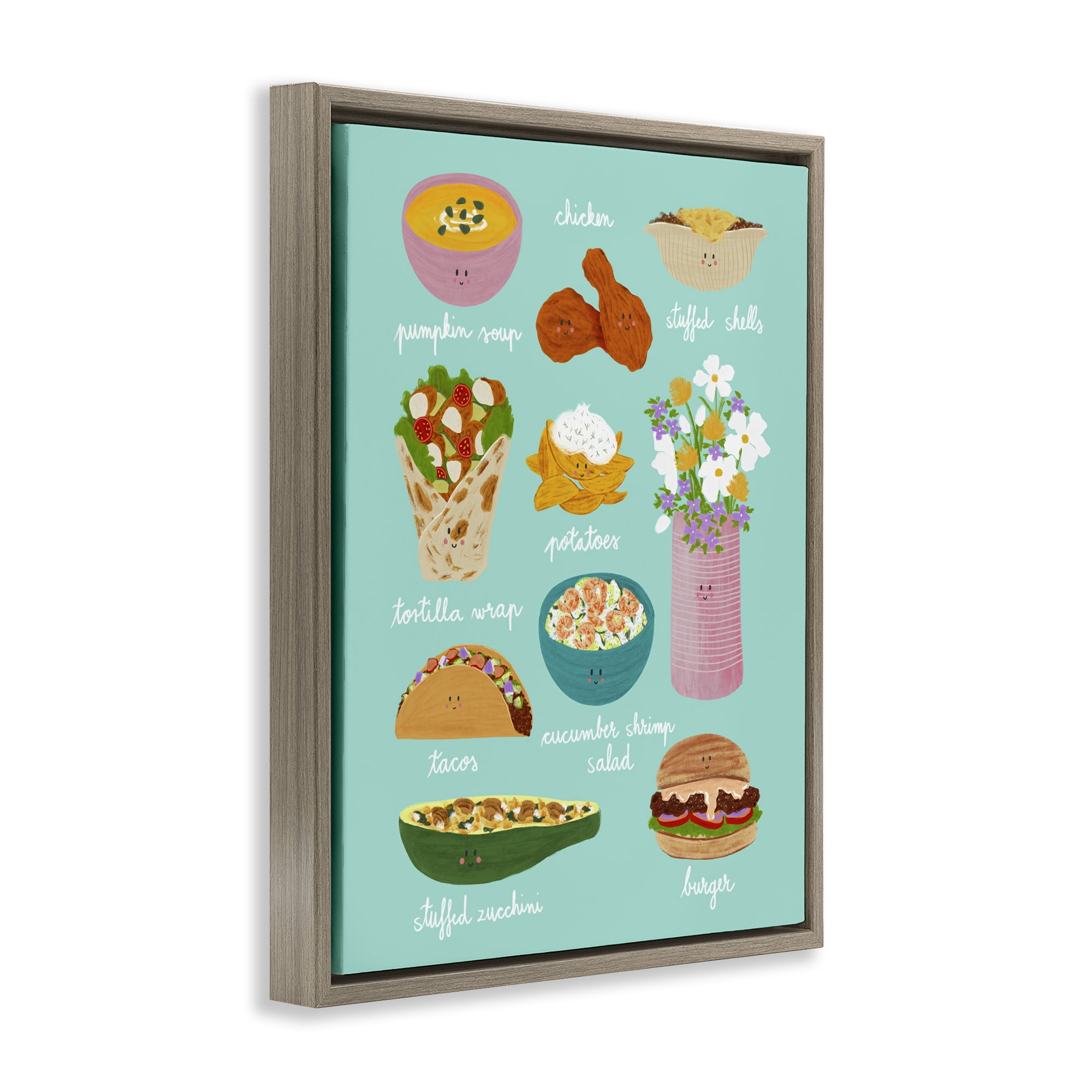Stupell Industries Gourmet Lunch Food Collection Brown Framed Floater Canvas Wall Art, design by Metka Hiti