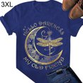 thumbnail image 3 of T-shirt Femme Imprimé Manches Courtes Col Rond Été Blouse Décontractée Femme, Bleu, 3TG, 3 of 5
