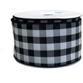 thumbnail image 2 of Buffalo Check Black White Ribbon - 4" x 50 Yards, Wired Edge Plaid, Wreath, Farmhouse Decor, Garland, Presents, Gift Basket, Wrapping, Ribbons for Crafts, Christmas Ribbon, 2 of 2