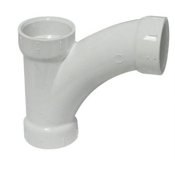 Canplas 194301 PVC DWV Long Turn T-Y, 1-1/2-Inch, White