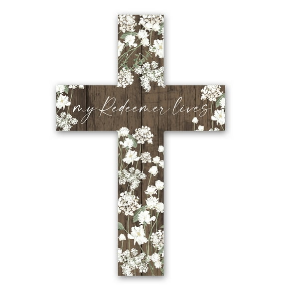 Creative Products Redeemer Lives White Floral 11 x 16 Wood Cross