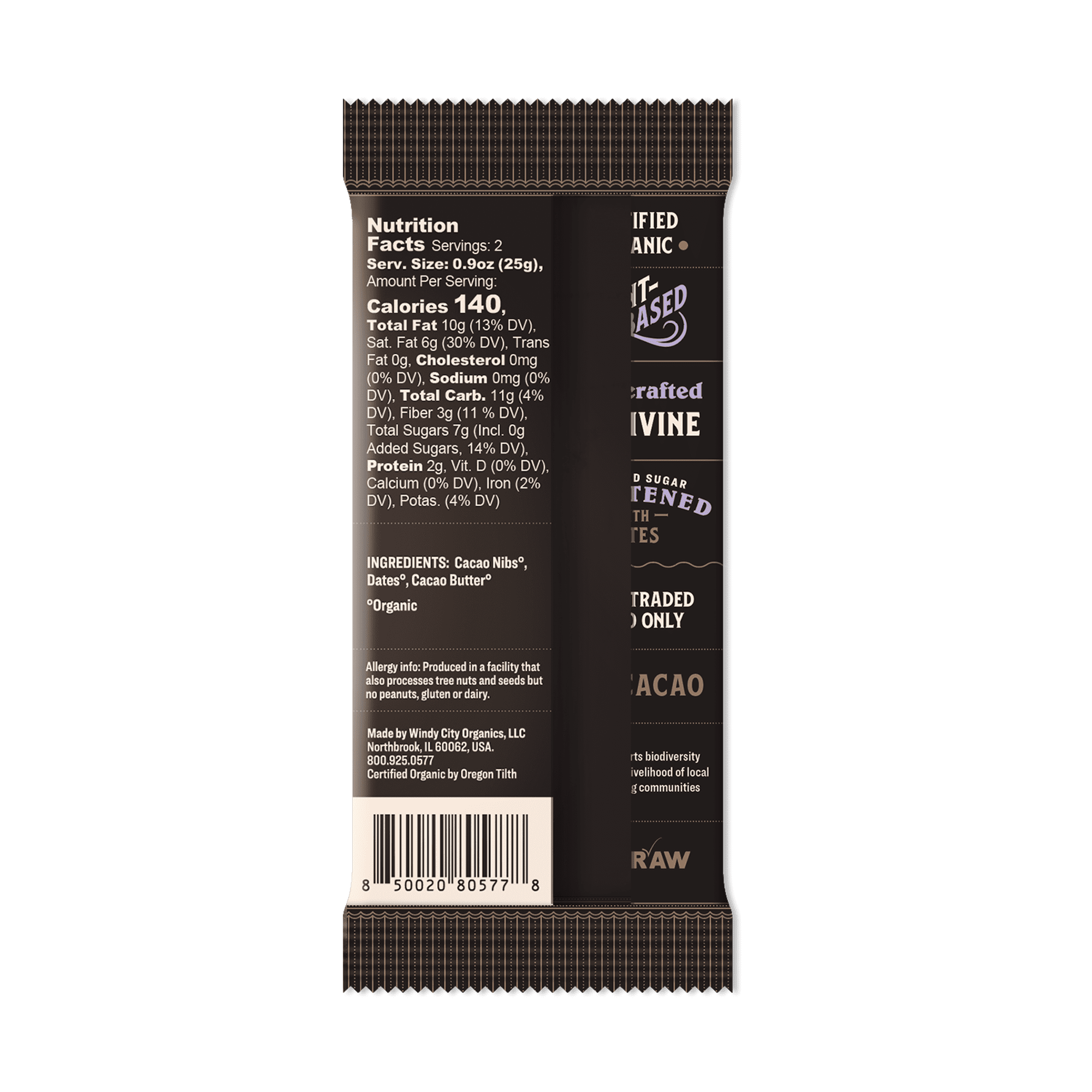 Rawmio - Organic Premium Date Sweetened Dark Chocolate Bar - 65% Cacao, 1.76oz bar, 12 Pack